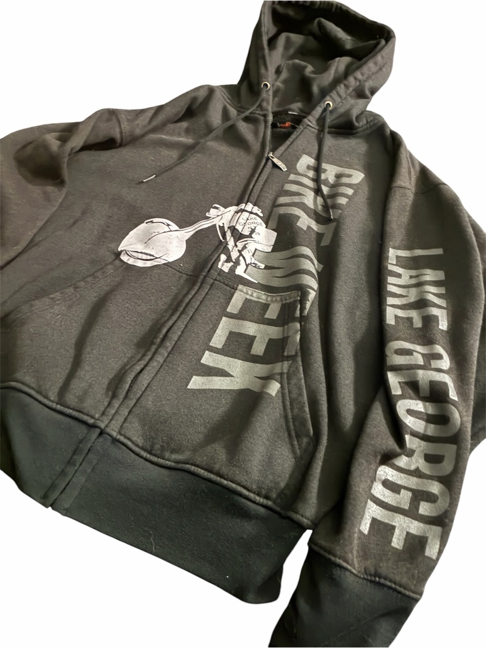 Vintage biker week Lake George Black Graphic Zip Hoodie Jacket